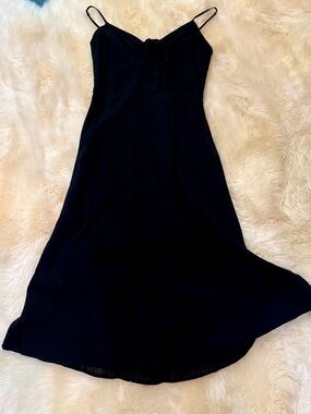 LA MIEL Black Sun Dress with Adjustable Spaghetti Straps